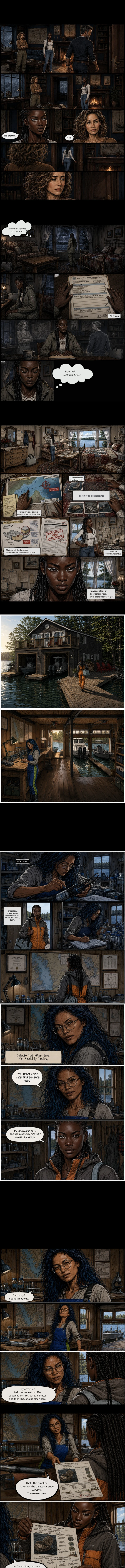 The Deep End of Black Pines, Issue 2: What the Water Hides, Part 1, Celeste, strip 1
